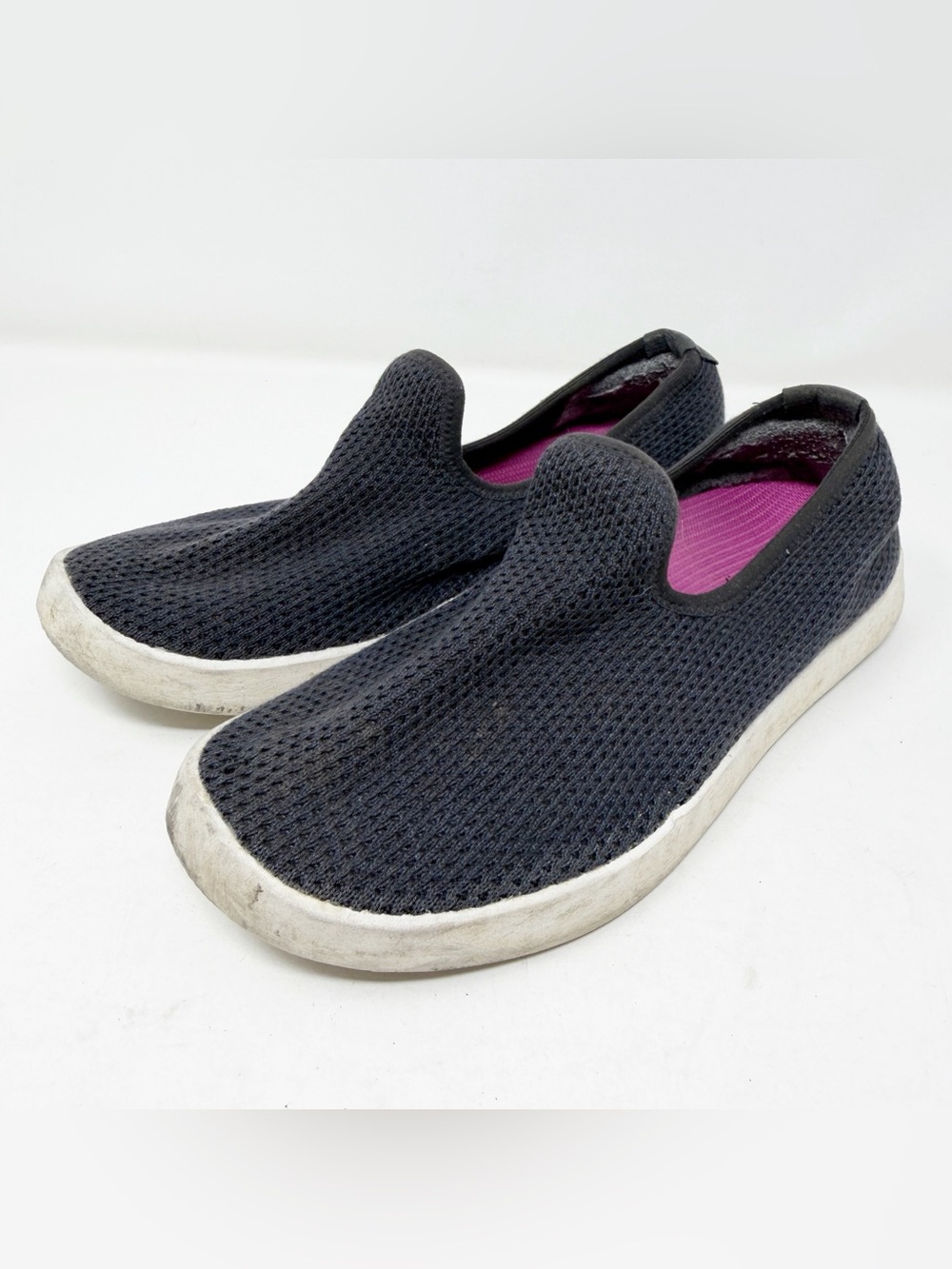 Allbirds Tree Loungers Black Slip On Loafers White Sole Womens 9 Mens 7.5